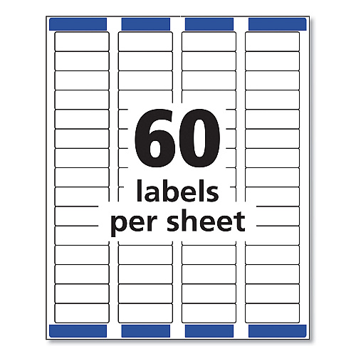 Avery Easy Peel White Address Labels w/ Sure Feed Technology, Laser Printers, 0.66 x 1.75, White, 60/Sheet, 100 Sheets/Pack (5155)