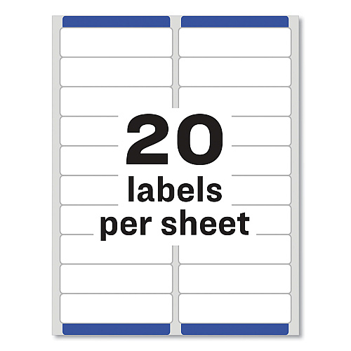 Avery Easy Peel White Address Labels w/ Sure Feed Technology, Laser Printers, 1 x 4, White, 20/Sheet, 25 Sheets/Pack (5261)