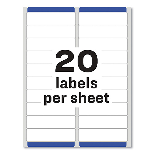 Avery Easy Peel White Address Labels w/ Sure Feed Technology, Inkjet Printers, 1 x 4, White, 20/Sheet, 100 Sheets/Box (8461)