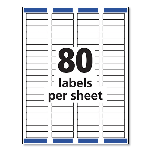 Avery Easy Peel White Address Labels w/ Sure Feed Technology, Laser Printers, 0.5 x 1.75, White, 80/Sheet, 25 Sheets/Pack (5267)
