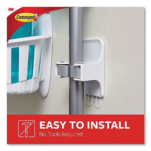 Command Broom Gripper, 3.12w x 1.85d x 3.34h, White/Gray, 2 Grippers/4 Strips (17007HW2ES)