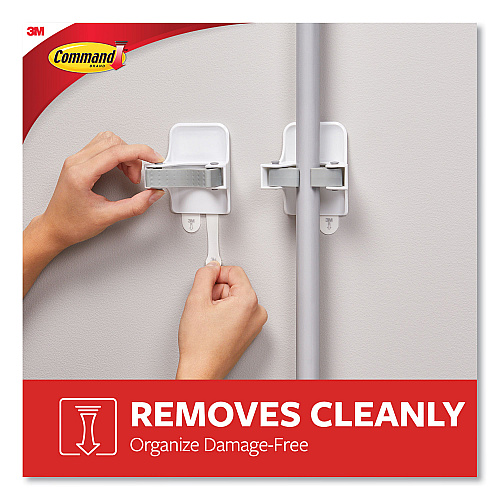 Command Broom Gripper, 3.12w x 1.85d x 3.34h, White/Gray, 2 Grippers/4 Strips (17007HW2ES)