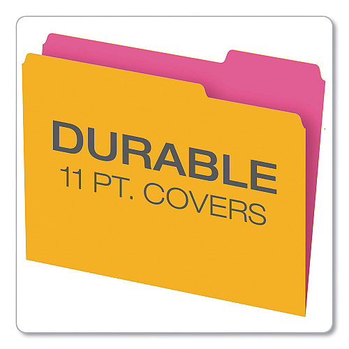 Pendaflex Glow Twisted 3-Tab File Folder, 1/3-Cut Tabs: Assorted, Letter Size, 0.25" Expansion, Assorted Colors, 12/Pack (40526)