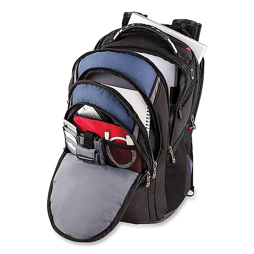 Wenger Ibex Laptop Backpack, Fits Devices Up to 17", Ballistic Polyester, 14.6 x 11 x 18.5, Black/Blue/Gray (27316060)
