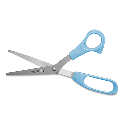 Westcott All Purpose Value Stainless Steel Scissors, 8" Long, 3" Cut Length, Offset Assorted Color Handles, 3/Pack (13023)