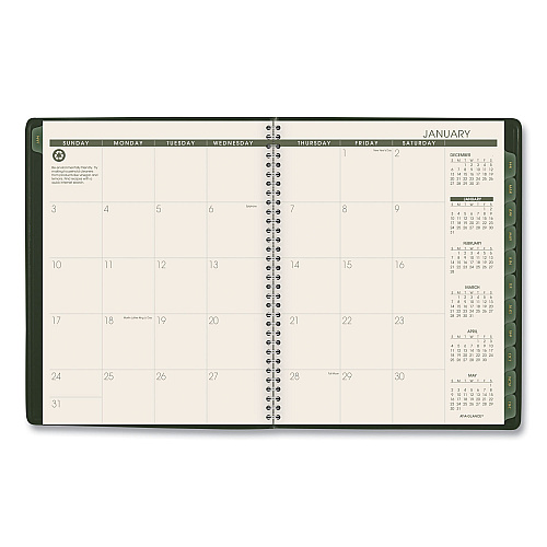 AT-A-GLANCE Recycled Weekly Vertical-Column Format Appointment Book, 11 x 8.25, Green Cover, 12-Month (Jan to Dec): 2026 (70950G60)