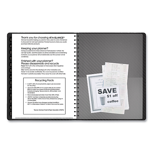 AT-A-GLANCE Contemporary Weekly/Monthly Planner, Vertical-Column Format, 11 x 8.25, Graphite Cover, 12-Month (Jan to Dec): 2026 (70950X45)