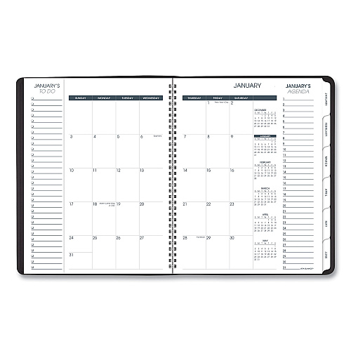 AT-A-GLANCE Triple View Weekly Vertical-Column Format Appointment Book, 11 x 8.25, Black Cover, 12-Month (Jan to Dec): 2026 (70950V05)