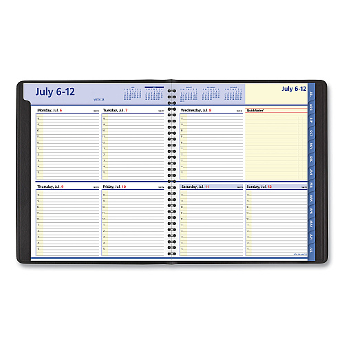 AT-A-GLANCE QuickNotes Weekly/Monthly Planner, 10 x 8, Black Cover, 12-Month (July to June): 2025 to 2026 (761105)