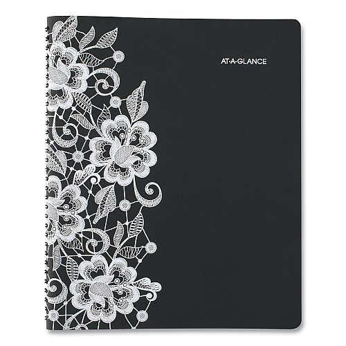 AT-A-GLANCE Lacey Weekly Block Format Professional Appointment Book, Lacey Artwork, 11 x 8.5, Black/White, 13-Month: Jan 2026 to Jan 2027 (541905)