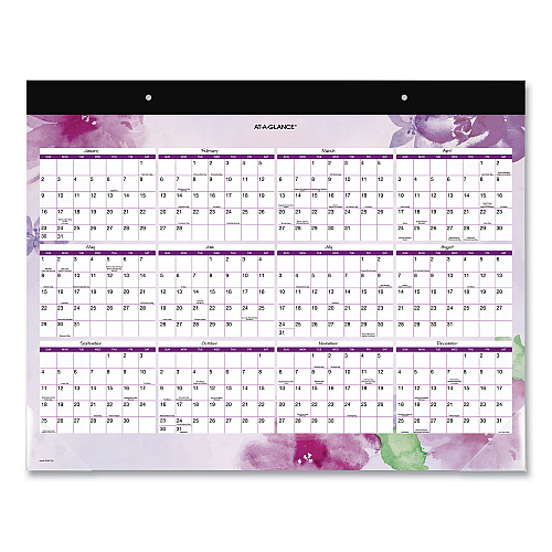 AT-A-GLANCE Beautiful Day Desk Pad Calendar, Floral Artwork, 21.75 x 17, Assorted Color Sheets, Black Binding, 12-Month (Jan-Dec): 2026 (SK38704)