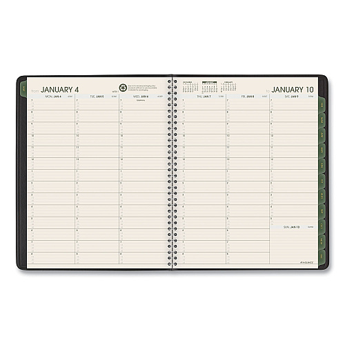 AT-A-GLANCE Recycled Weekly Vertical-Column Format Appointment Book, 8.75 x 7, Black Cover, 12-Month (Jan to Dec): 2026 (70951G05)