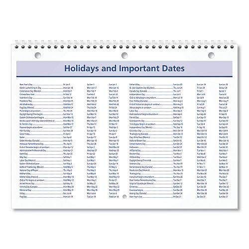 AT-A-GLANCE QuickNotes Desk/Wall Calendar, 3-Hole Punched, 11 x 8, White/Blue/Yellow Sheets, 12-Month (Jan to Dec): 2026 (PM5028)