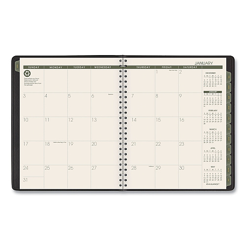AT-A-GLANCE Recycled Monthly Planner with Perforated Memo Section, 8.75 x 7, Black Cover, 12-Month (Jan to Dec): 2026 (70120G05)
