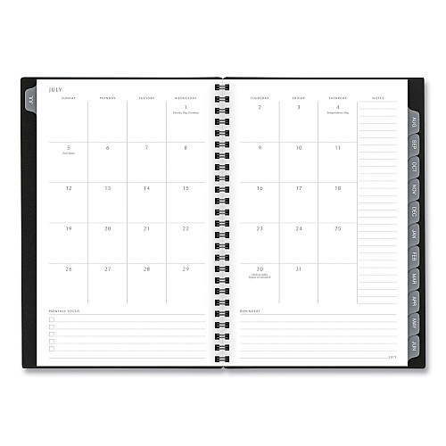 AT-A-GLANCE Elevation Academic Weekly/Monthly Planner, 8.5 x 5.5, Black Cover, 12-Month (July to June): 2024 to 2025 (75101P05)