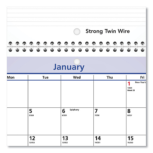 AT-A-GLANCE QuickNotes Desk/Wall Calendar, 3-Hole Punched, 11 x 8, White/Blue/Yellow Sheets, 12-Month (Jan to Dec): 2026 (PM5028)