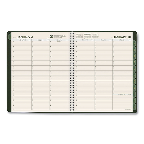 AT-A-GLANCE Recycled Weekly Vertical-Column Format Appointment Book, 11 x 8.25, Green Cover, 12-Month (Jan to Dec): 2026 (70950G60)
