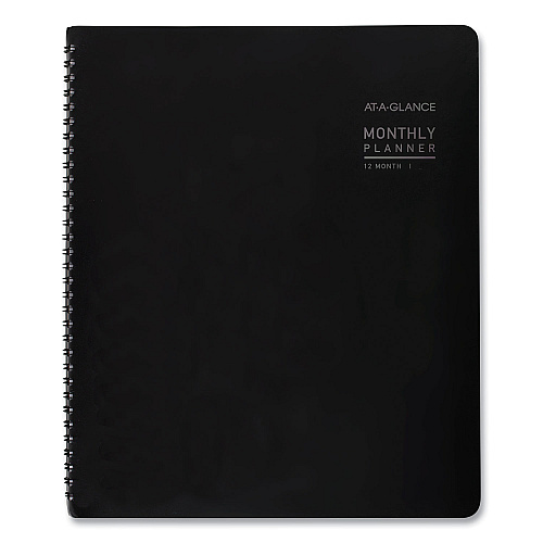 AT-A-GLANCE Contemporary Monthly Planner, Premium Paper, 11 x 9, Black Cover, 12-Month (Jan to Dec): 2026 (70260X05)