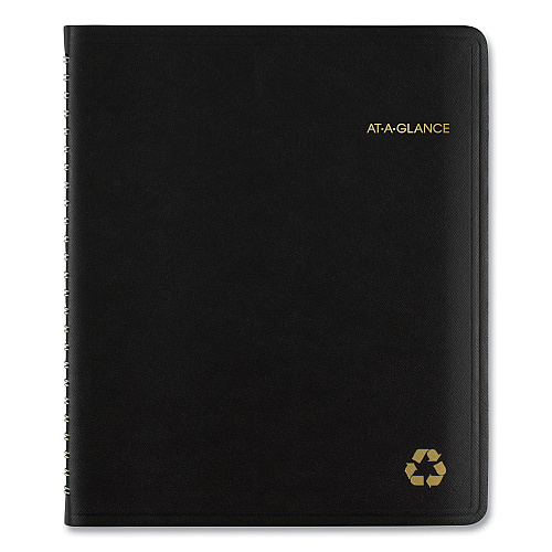 AT-A-GLANCE Recycled Weekly Vertical-Column Format Appointment Book, 8.75 x 7, Black Cover, 12-Month (Jan to Dec): 2026 (70951G05)
