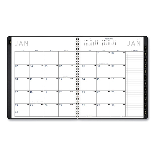 AT-A-GLANCE Contemporary Monthly Planner, Premium Paper, 11 x 9, Black Cover, 12-Month (Jan to Dec): 2026 (70260X05)