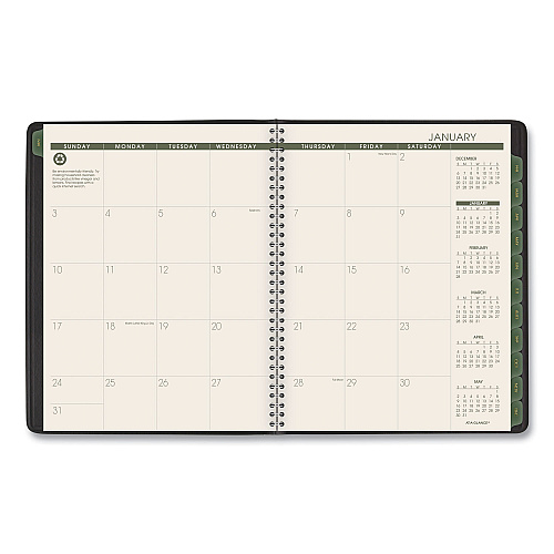 AT-A-GLANCE Recycled Weekly Vertical-Column Format Appointment Book, 8.75 x 7, Black Cover, 12-Month (Jan to Dec): 2026 (70951G05)