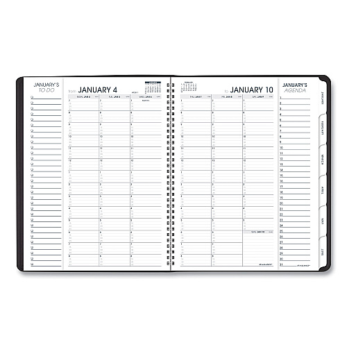 AT-A-GLANCE Triple View Weekly Vertical-Column Format Appointment Book, 11 x 8.25, Black Cover, 12-Month (Jan to Dec): 2026 (70950V05)