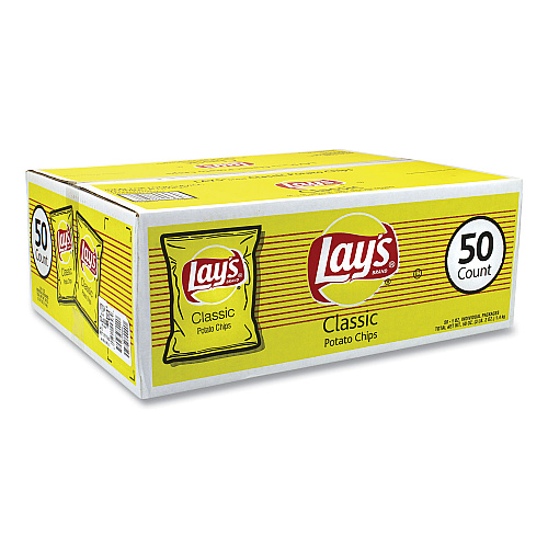 Lay's Regular Potato Chips, Classic Flavor, 1 oz Bag, 50/Carton (22000480)