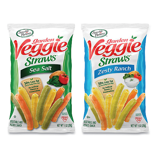 Sensible Portions Veggie Straws, Cheddar Cheese/Sea Salt/Zesty Ranch, 1 oz Bag, 30 Bags/Carton (22000413)