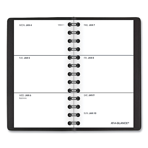 AT-A-GLANCE Weekly Planner, 4.5 x 2.5, Black Cover, 12-Month (Jan to Dec): 2026 (7003505)