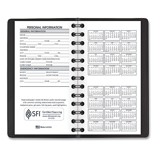 AT-A-GLANCE Weekly Planner, 4.5 x 2.5, Black Cover, 12-Month (Jan to Dec): 2026 (7003505)