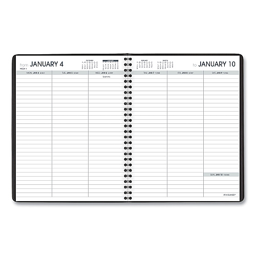 AT-A-GLANCE Weekly Planner Ruled for Open Scheduling, 8.75 x 6.75, Black Cover, 12-Month (Jan to Dec): 2026 (7085505)