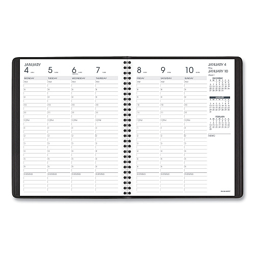 AT-A-GLANCE Weekly Vertical-Column Appointment Book Ruled for Hourly Appointments, 8.75 x 7, Black Cover, 13-Month: Jan 2026 to Jan 2027 (7086505)