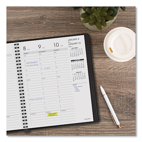 AT-A-GLANCE Weekly Vertical-Column Appointment Book Ruled for Hourly Appointments, 8.75 x 7, Black Cover, 13-Month: Jan 2026 to Jan 2027 (7086505)