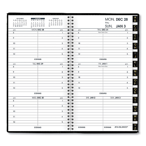 AT-A-GLANCE Compact Weekly Appointment Book, 6.25 x 3.25, Black Cover, 12-Month (Jan to Dec): 2026 (7000805)
