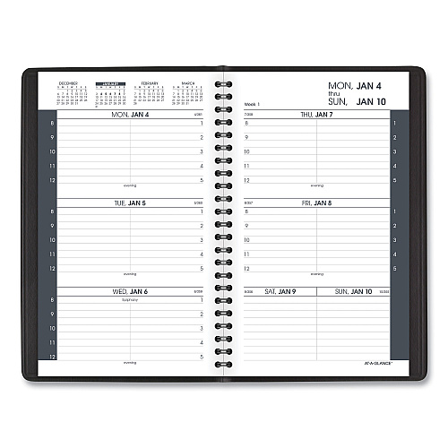 AT-A-GLANCE Weekly Block Format Appointment Book Ruled for Hourly Appointments, 8 x 5, Black Cover, 12-Month (Jan to Dec): 2026 (7007505)