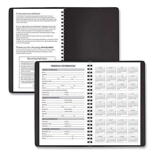 AT-A-GLANCE Weekly Block Format Appointment Book Ruled for Hourly Appointments, 8 x 5, Black Cover, 12-Month (Jan to Dec): 2026 (7007505)