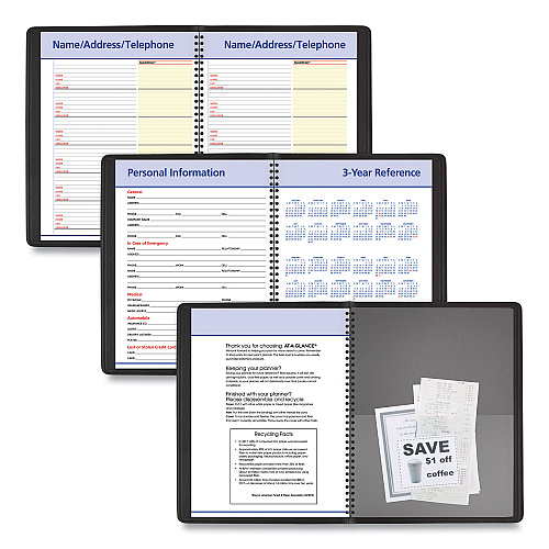 AT-A-GLANCE QuickNotes Monthly Planner, 11 x 8.25, Black Cover, 12-Month (Jan to Dec): 2026 (760605)
