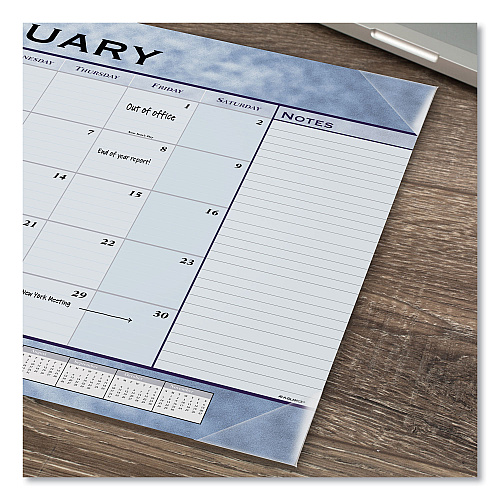 AT-A-GLANCE Slate Blue Desk Pad, 22 x 17, Blue Sheets, Clear Corners, 12-Month (Jan to Dec): 2026 (89701)