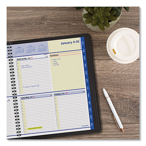 AT-A-GLANCE QuickNotes Weekly Block Format Appointment Book, 10 x 8, Black Cover, 12-Month (Jan to Dec): 2026 (760105)
