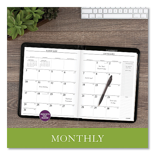 AT-A-GLANCE Executive Monthly Padfolio, 11 x 9, Black Cover, 13-Month: Jan 2026 to Jan 2027 (7029005)