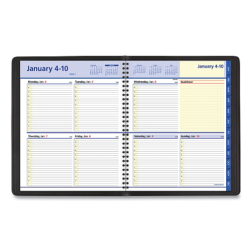 AT-A-GLANCE QuickNotes Weekly Block Format Appointment Book, 10 x 8, Black Cover, 12-Month (Jan to Dec): 2026 (760105)
