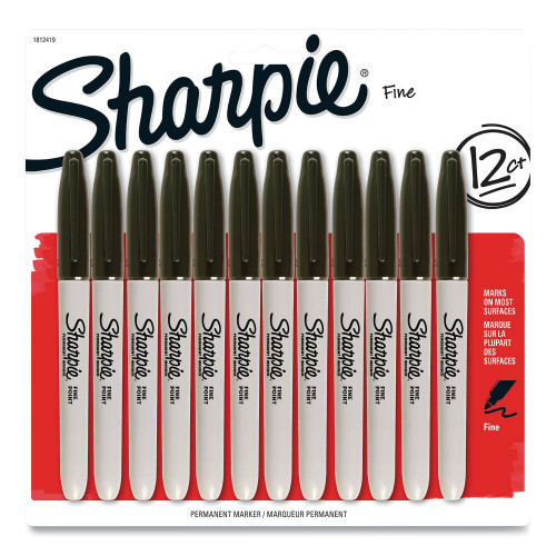 Sharpie Fine Bullet Tip Permanent Marker, Black, Dozen (1812419