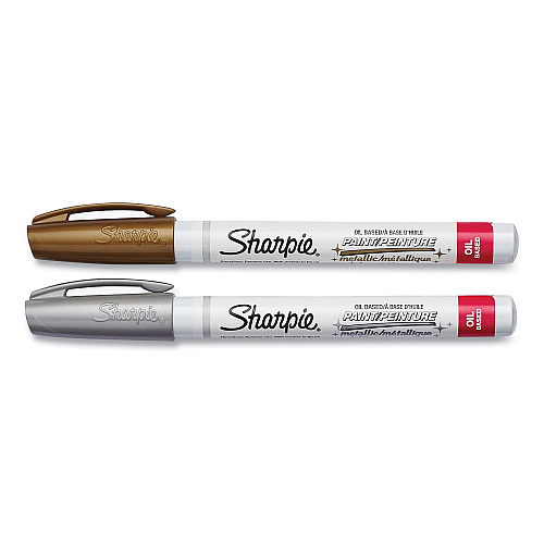 Sharpie Permanent Paint Marker, Fine Bullet Tip, Assorted Metallic Colors, 2/Pack (30588)