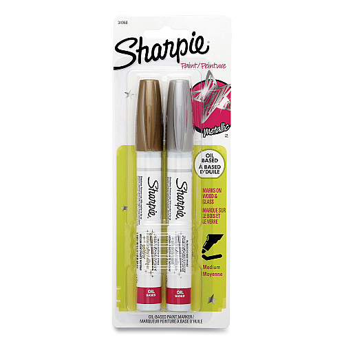Sharpie Permanent Paint Marker, Medium Bullet Tip, Assorted Metallic Colors, 2/Pack (34968PP)
