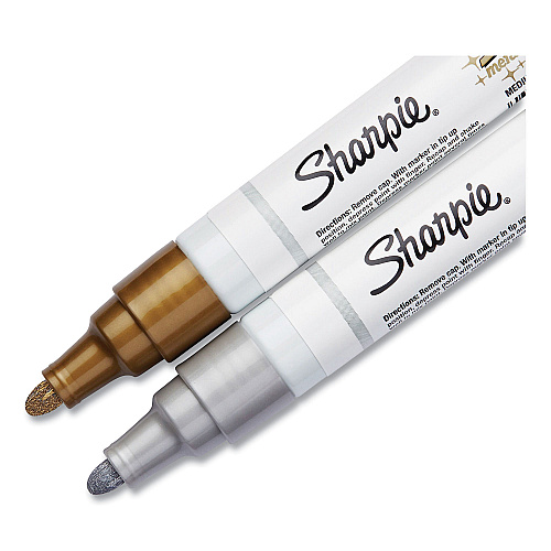 Sharpie Permanent Paint Marker, Medium Bullet Tip, Assorted Metallic Colors, 2/Pack (34968PP)