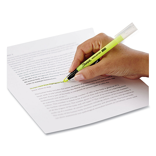 Sharpie Clearview Pen-Style Highlighter, Fluorescent Yellow Ink, Chisel Tip, Yellow/Black/Clear Barrel, 3/Pack (1950745)