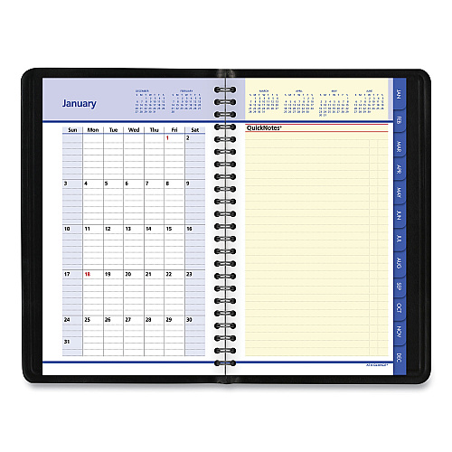 AT-A-GLANCE QuickNotes Weekly Block Format Appointment Book, 8.5 x 5.5, Black Cover, 12-Month (Jan to Dec): 2026 (760205)