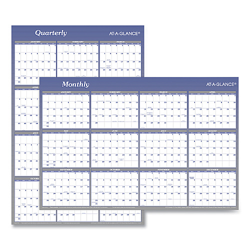 AT-A-GLANCE Vertical/Horizontal Erasable Quarterly/Monthly Wall Planner, 24 x 36, White/Blue Sheets, 12-Month (Jan to Dec): 2026 (A1102)