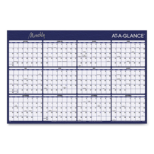 AT-A-GLANCE Reversible Horizontal Erasable Wall Planner, 48 x 32, Assorted Sheet Colors, 12-Month (Jan to Dec): 2026 (A152)