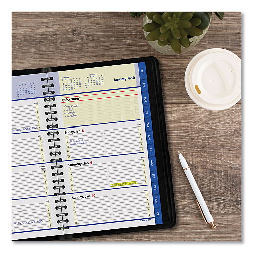 AT-A-GLANCE QuickNotes Weekly Block Format Appointment Book, 8.5 x 5.5, Black Cover, 12-Month (Jan to Dec): 2026 (760205)